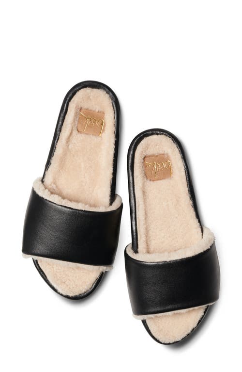 Beek Gallito Genuine Shearling Slide Sandal In Black