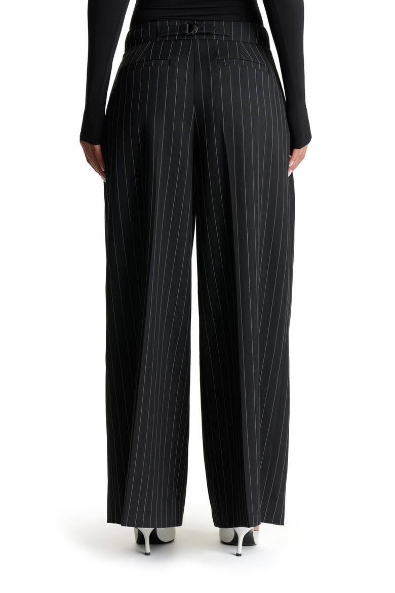 Pinstripe Wide Leg Pants, Alternate, color, BLACK