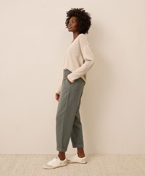 Pact Organic Cotton Coastal Double Gauze Rolled Cuff Pant In Gray