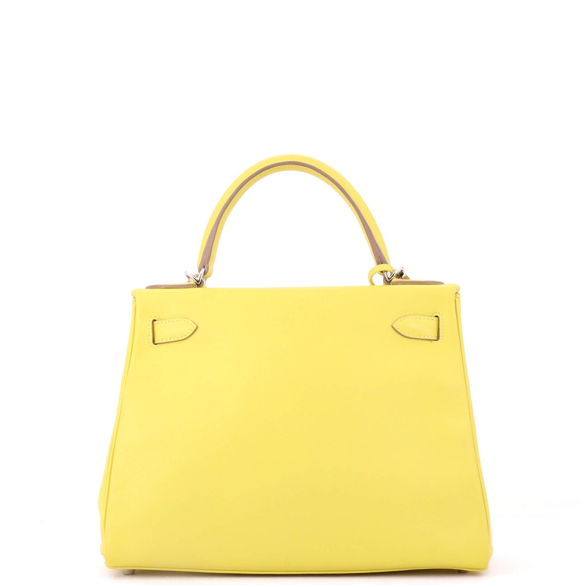 Pre-Owned Hermes Kelly Handbag Yellow Evercolor with Palladium Hardware 28, Alternate, color, 
