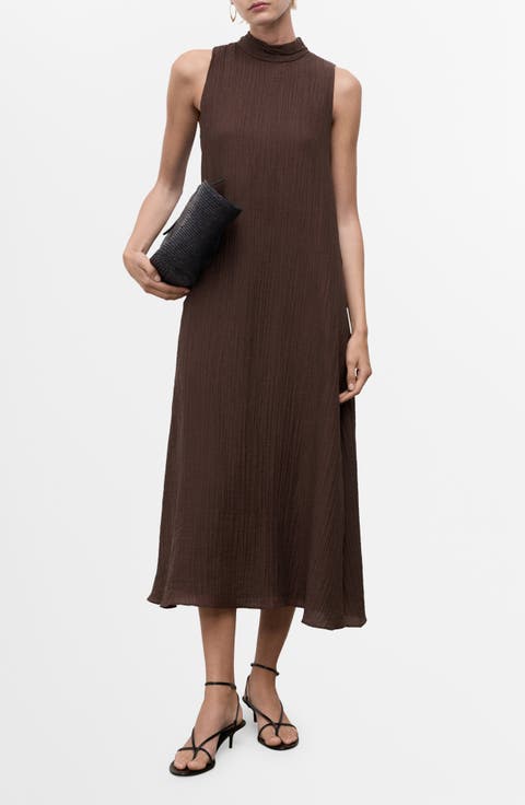 Mock Neck Sleeveless Trapeze Dress