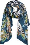 Echo Snow Leopard Silk Wrap Scarf