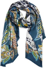 Echo Snow Leopard Silk Wrap Scarf