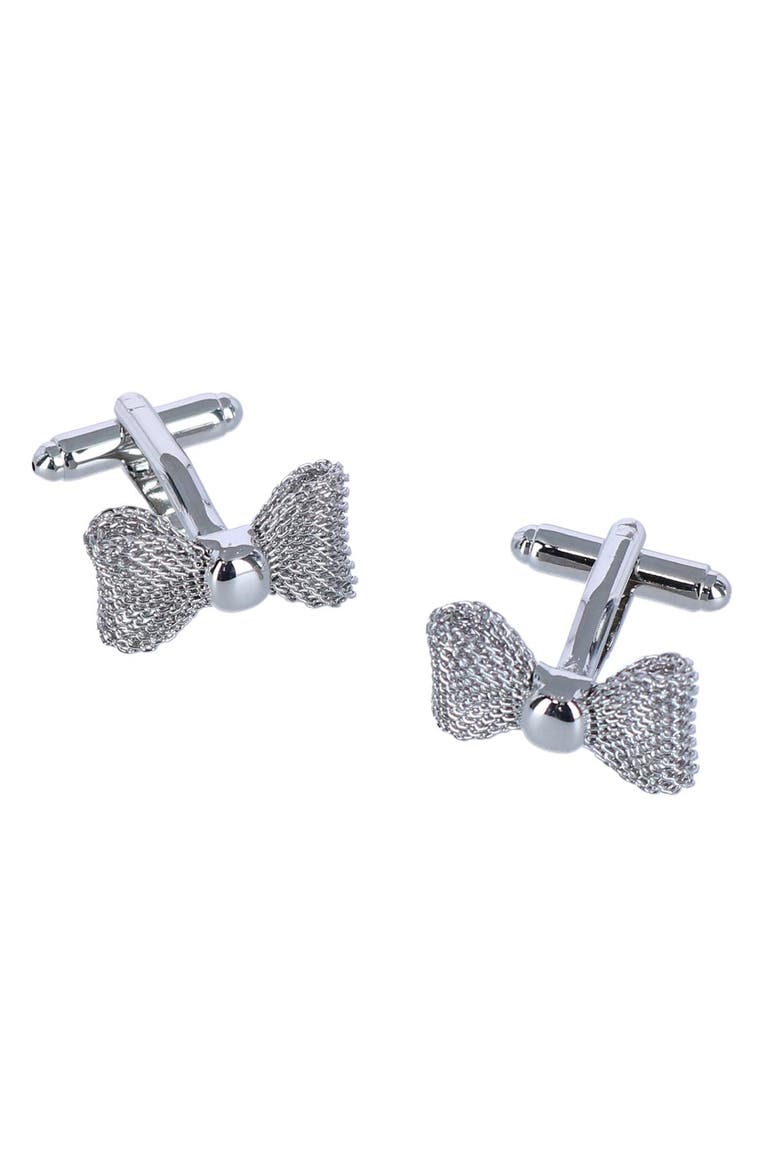 Bailey Bow Tie Novelty Cufflinks, Main, color, Silver