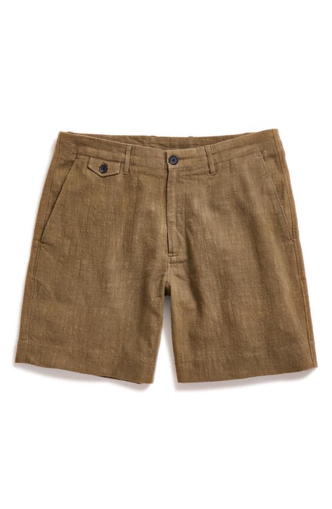 Moore Flat Front Textured Cotton Shorts