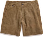 Billy Reid Moore Flat Front Textured Cotton Shorts