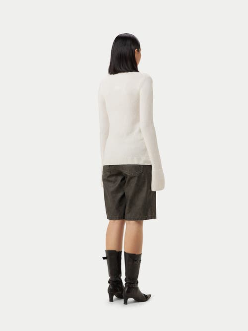 Gobi Mongolian Cashmere Buttoned Cashmere V-neck Cardigan In Coconut Milk