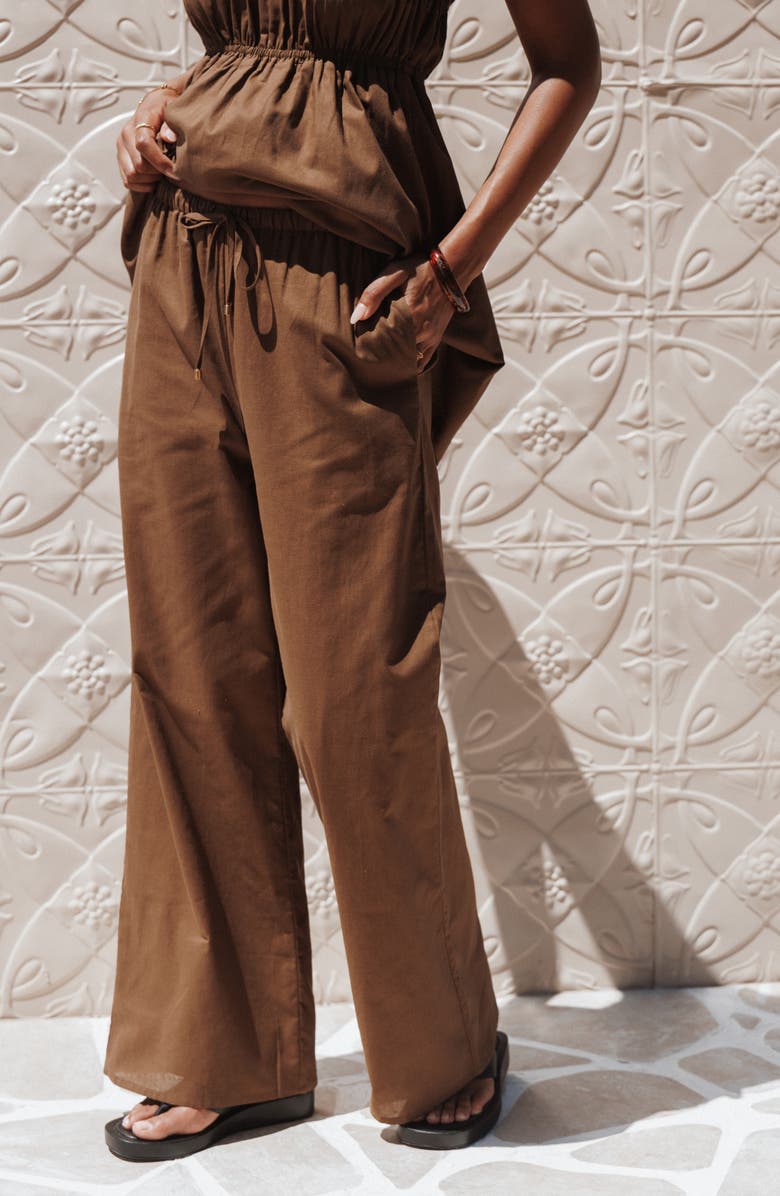 Petal & Pup Ember Strapless Cotton & Linen Tunic Top, Alternate, color, Brown