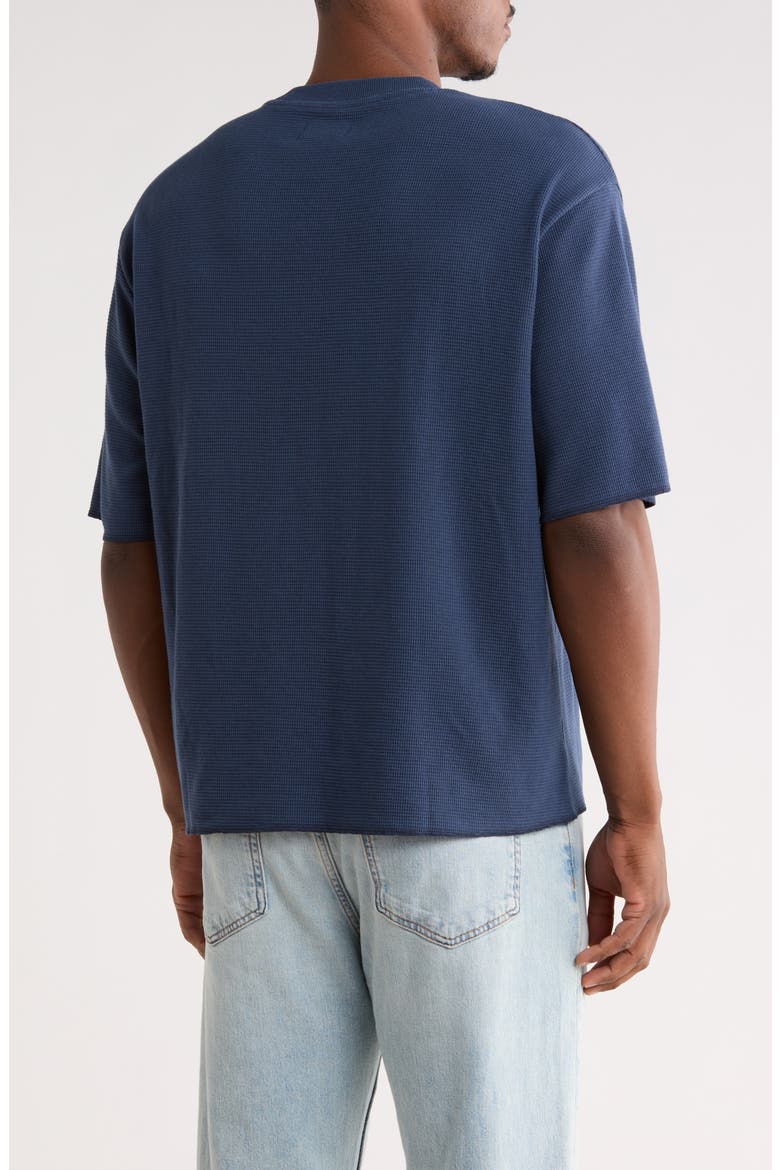 Boxy Short Sleeve Waffle Knit T-Shirt, Alternate, color, NAVY SPELLBOUND