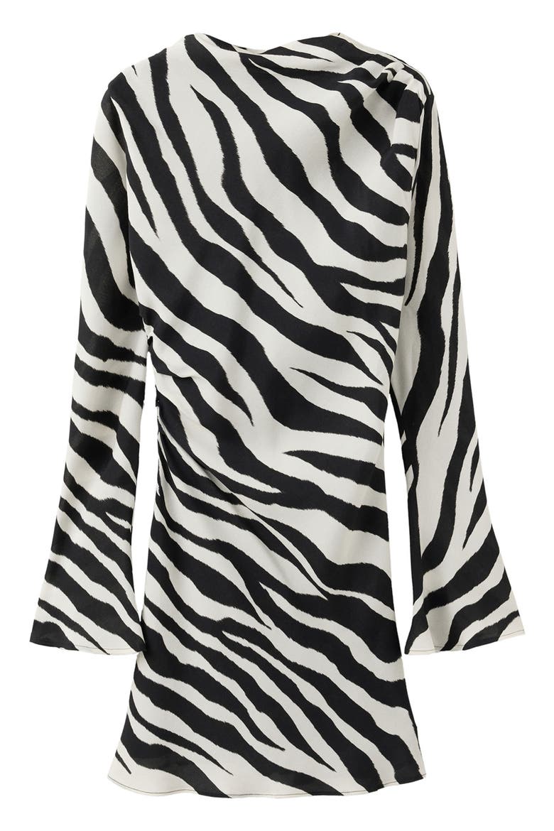 Zebra Print Flared Sleeve Minidress, Main, color, BLACK