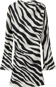 MANGO Zebra Print Flared Sleeve Minidress