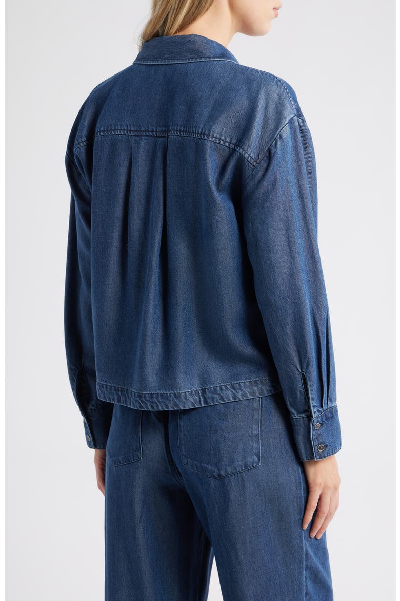 Half Placket Denim Popover Top, Alternate, color, HORIZON WASH
