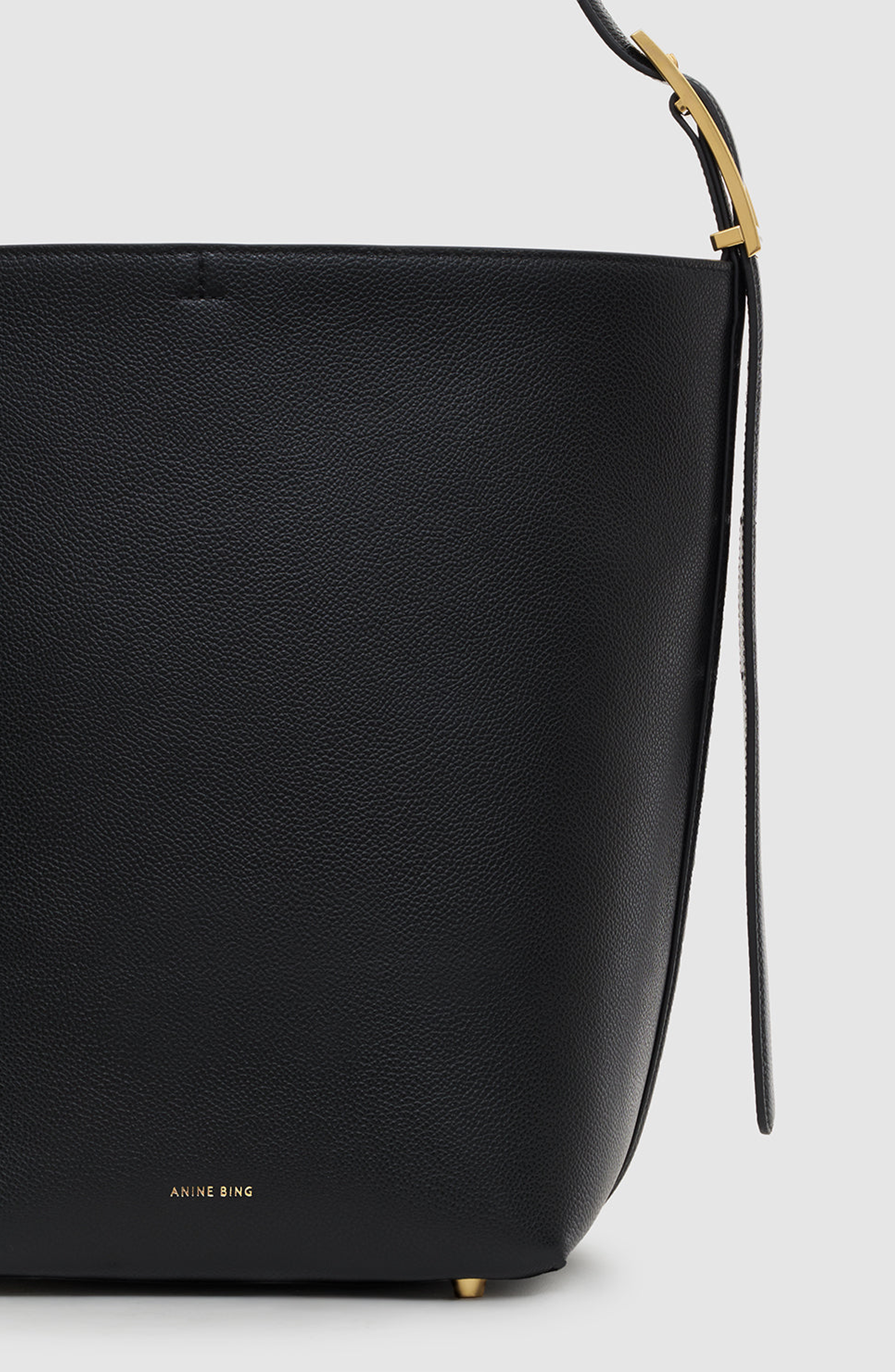 ANINE BING Elly Bucket Bag Grained Leather, Alternate, color, Black