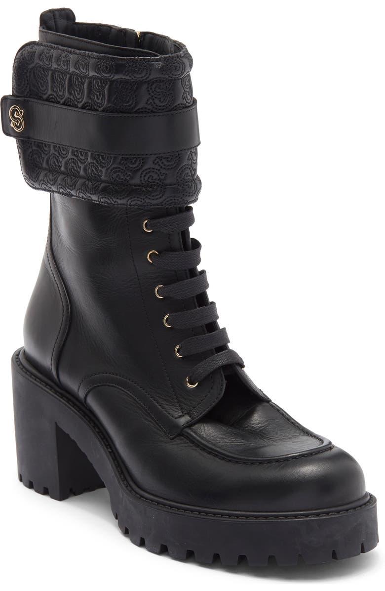 FERRAGAMO Shiraz Combat Boot, Main, color, Black