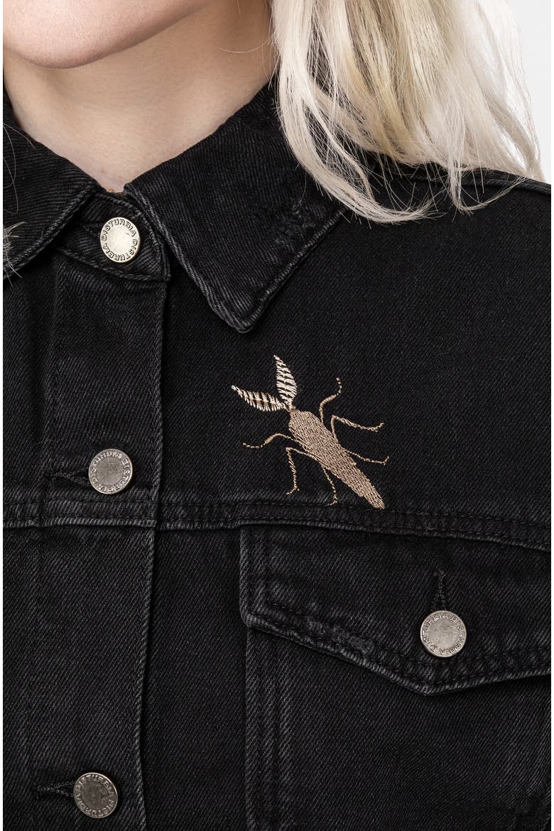 Griffinfly Distressed Denim Jacket, Alternate, color, Black