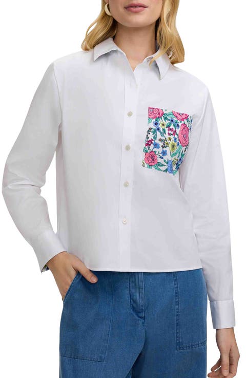 Jodie Cotton Blend Button-Up Shirt