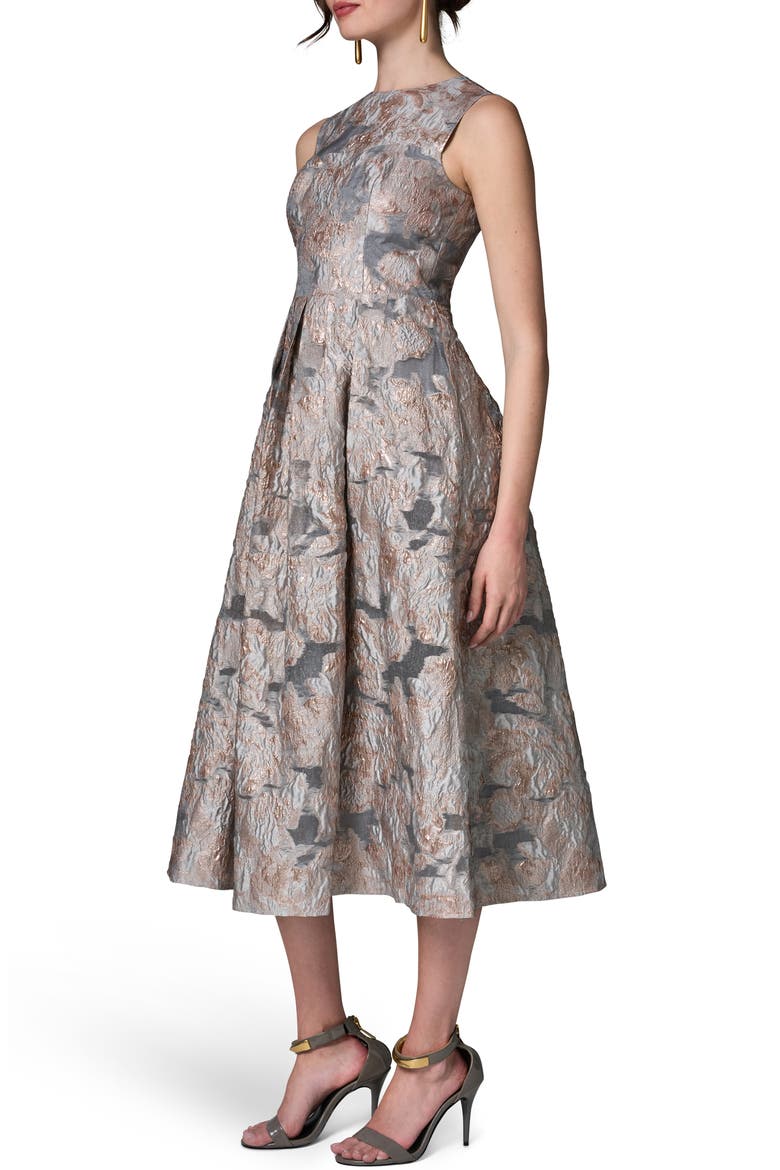 Sleeveless Metallic Midi Dress, Alternate, color, GREY MULTI