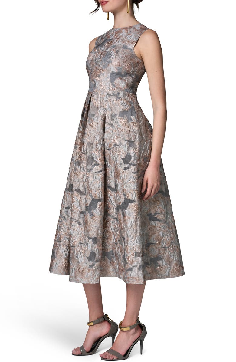 Donna Karan New York Sleeveless Metallic Midi Dress, Alternate, color, Grey Multi