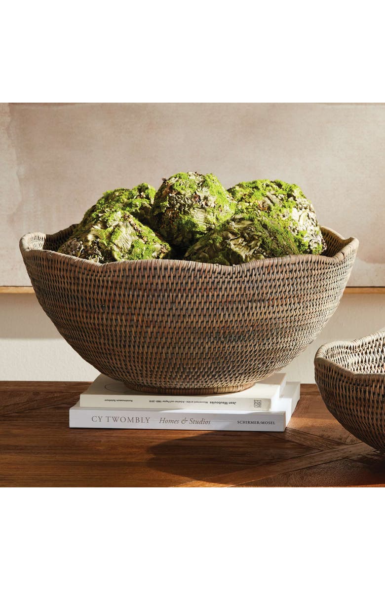 Napa Home & Garden Burma Rattan Scalloped Edge Bowl Large, Alternate, color, Gray