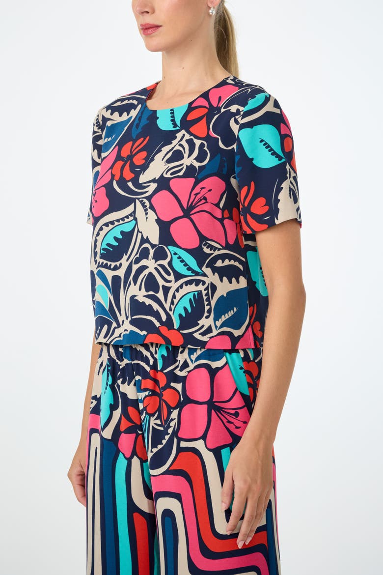 Sitio Printed Short Sleeve Top, Alternate, color, Multi