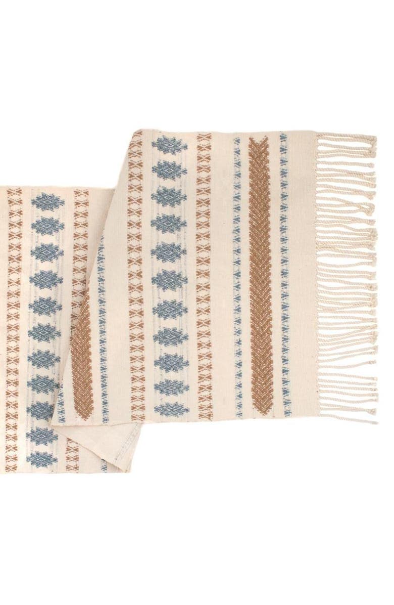 Mayan Hands San Rafael Table Runner, Main, color, Beige