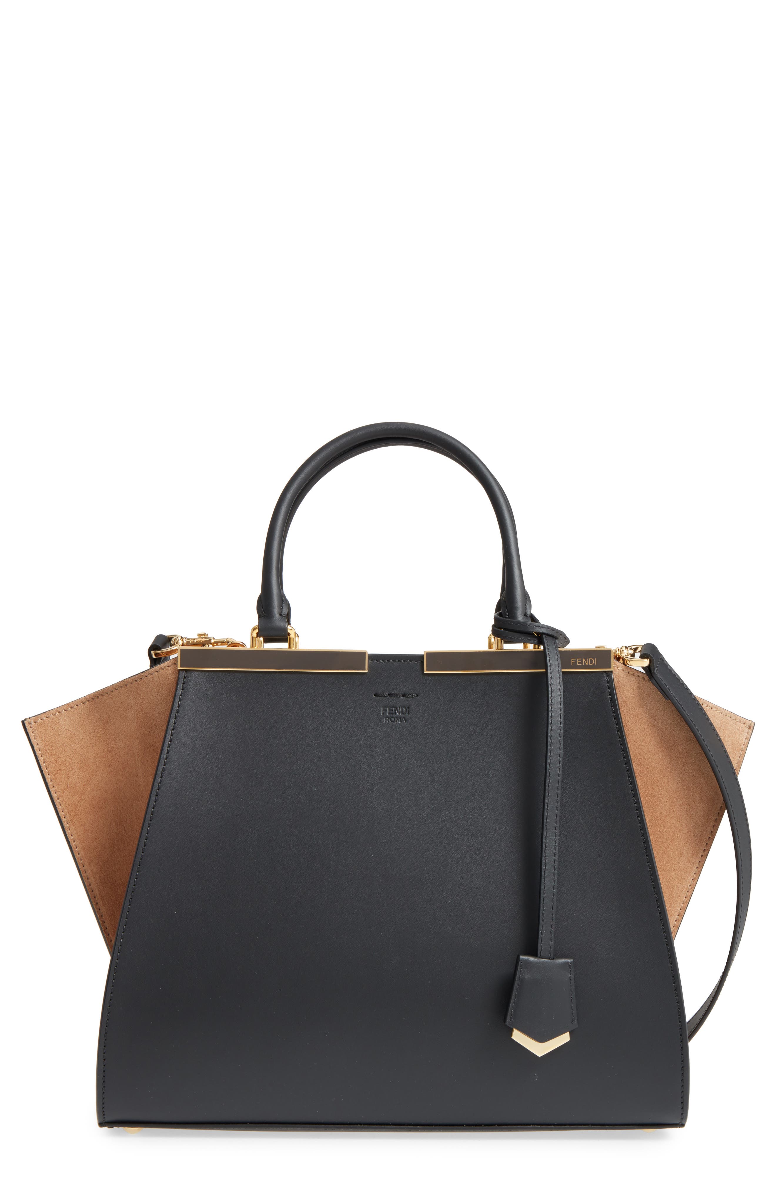 Fendi 3Jours Leather & Suede Shopper, Main, color, 