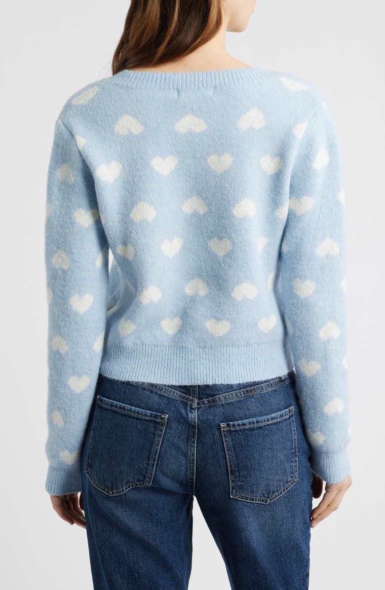 All in Favor Heart Jacquard Cardigan, Alternate, color, Light Blue Cream