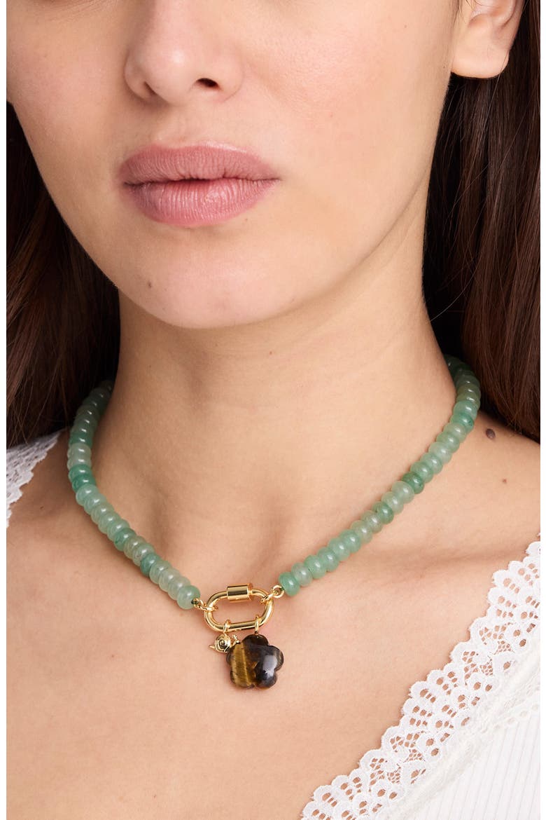 Snail Carabiner Beaded Necklace, Alternate, color, ANTIQUE JADE