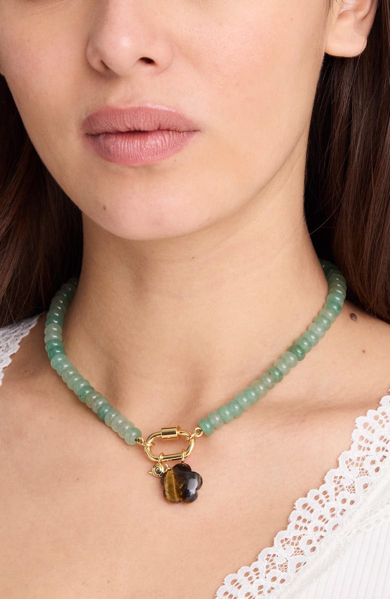 Madewell Snail Carabiner Beaded Necklace, Alternate, color, Antique Jade