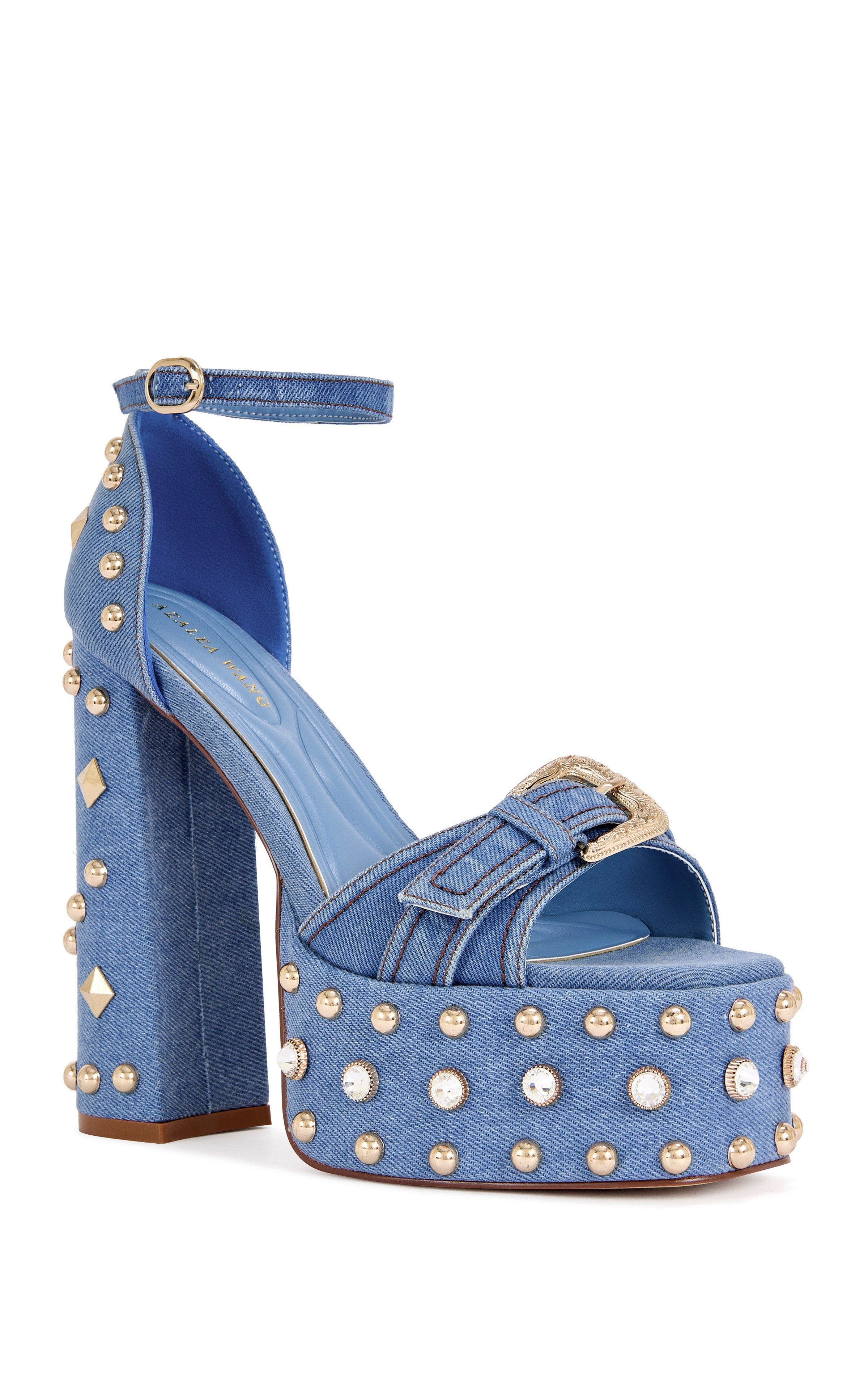 AZALEA WANG EVGENIA-DENIM PLATFORM SANDAL - DENIM / 7.5 / BLOCK, Alternate, color, Denim