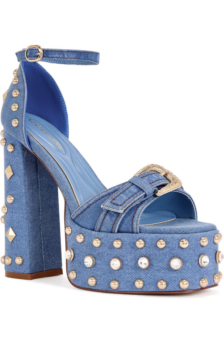 AZALEA WANG EVGENIA-DENIM PLATFORM SANDAL - DENIM / 7.5 / BLOCK, Alternate, color, Denim