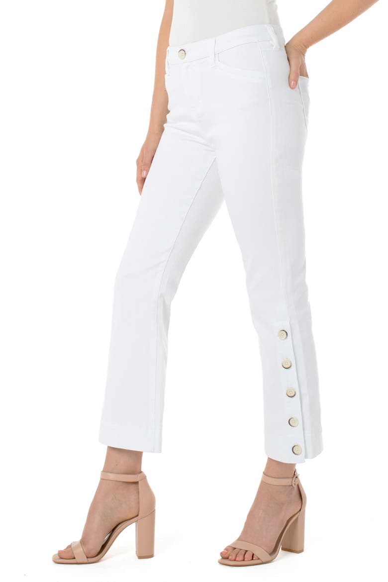High Waist Button Hem Kick Flare Jeans, Alternate, color, BRIGHT WHITE