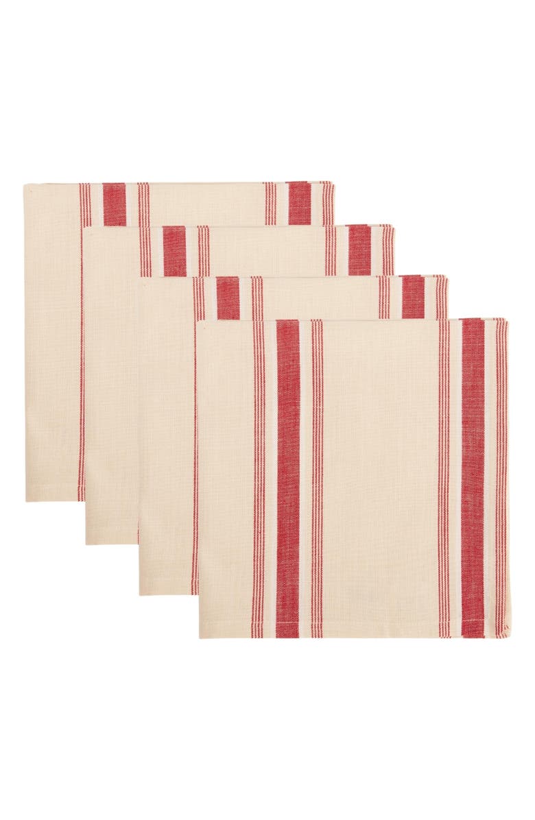 Design Imports Ho Ho Ho Stripe 4-Piece Napkin Set, Main, color, Ho Ho Ho Stripe