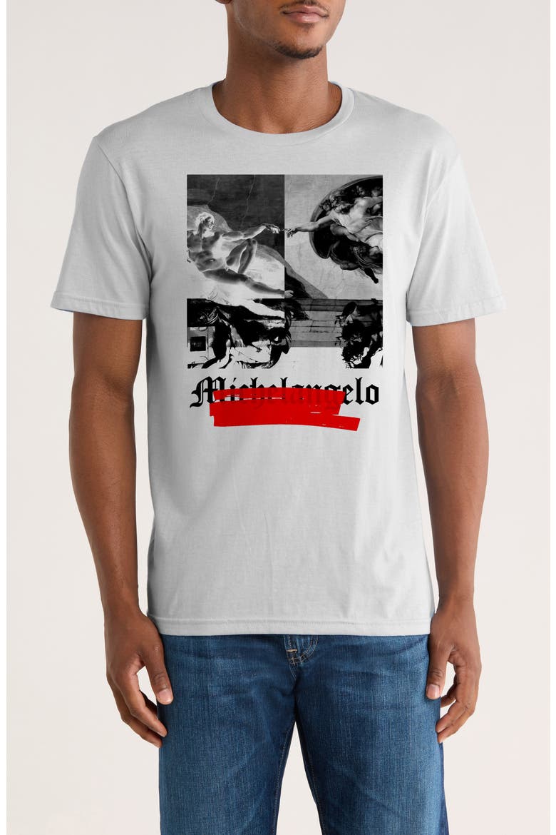 Michelangelo Negative Graphic T-Shirt, Main, color, WHITE