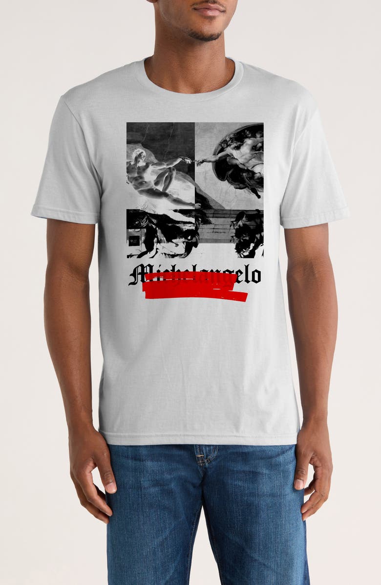 Monster Digital Michelangelo Negative Graphic T-Shirt, Main, color, White