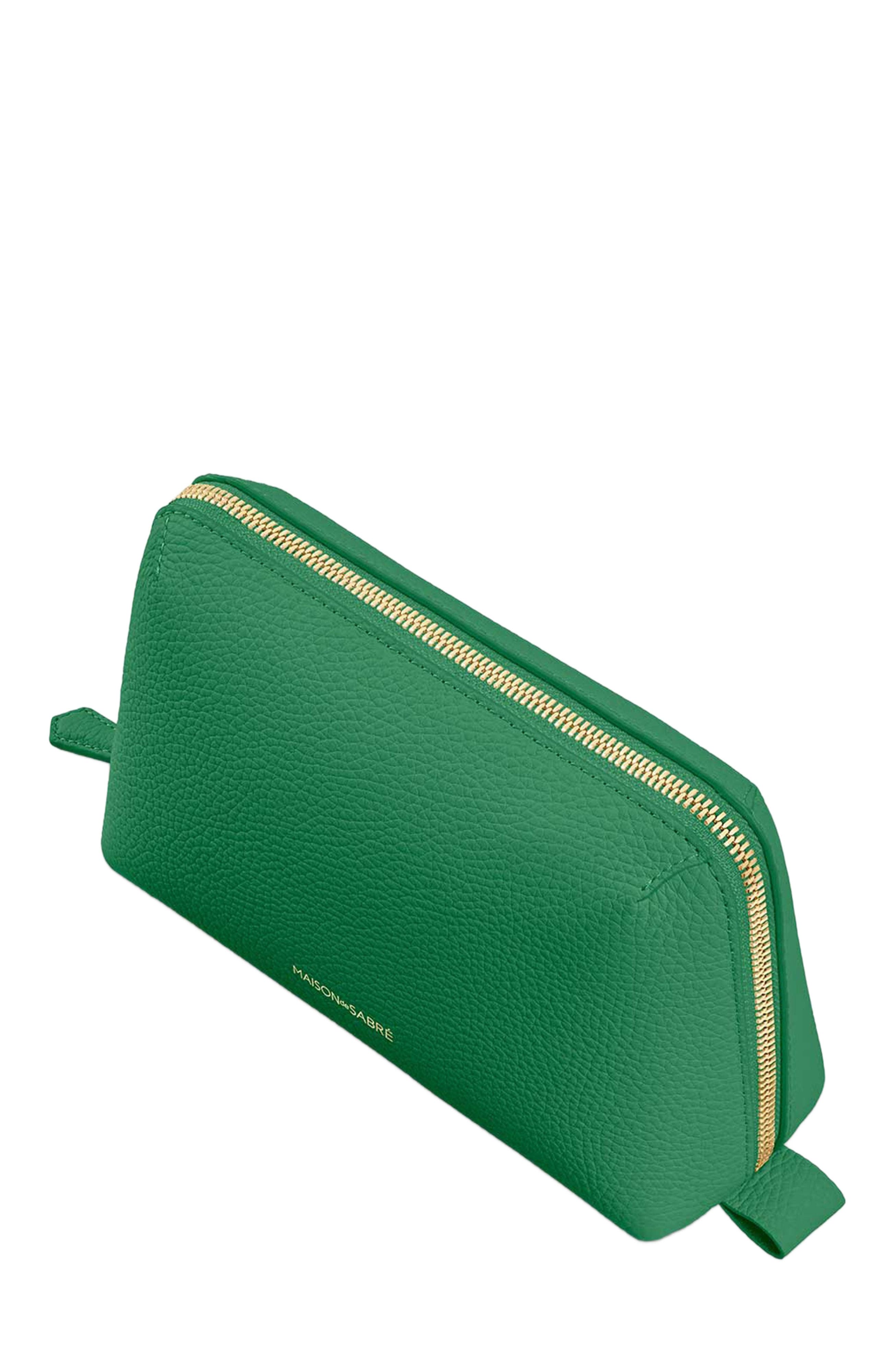 MAISON de SABRÉ Leather Tech Pouch, Alternate, color, Emerald Green