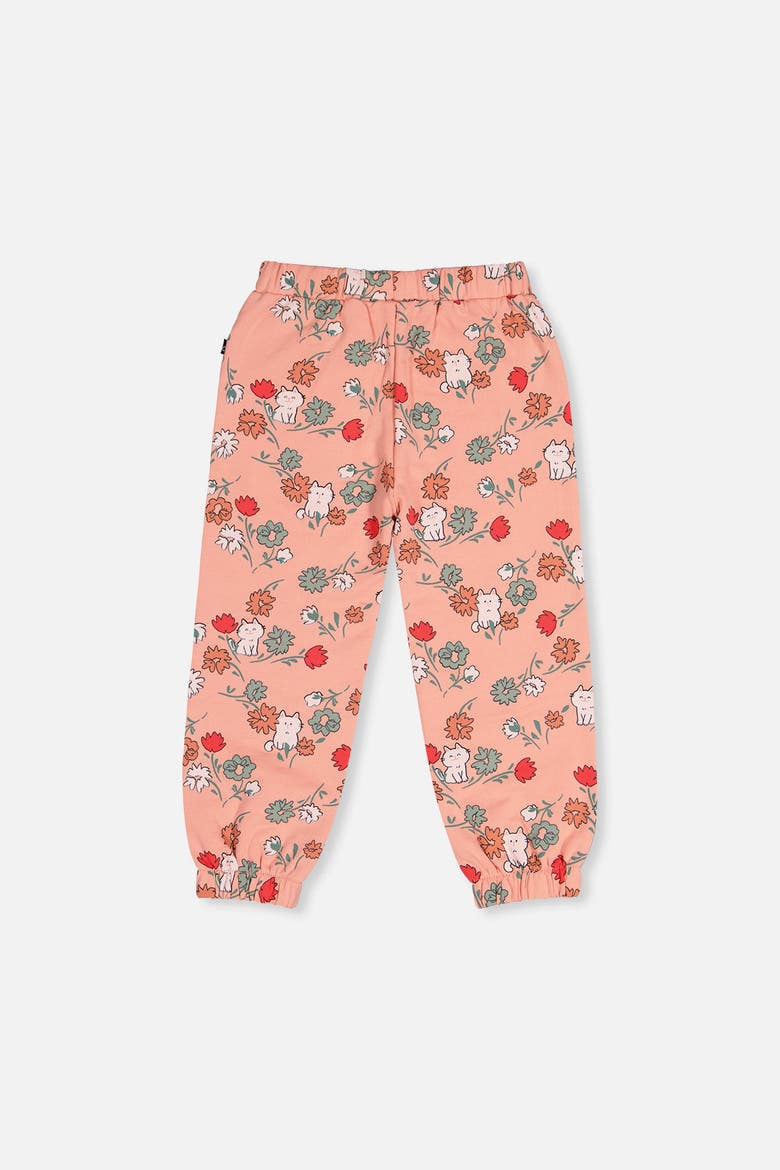 French Terry Cat Pocket Elastic Cuff Sweatpants, Alternate, color, Pink Cat Print