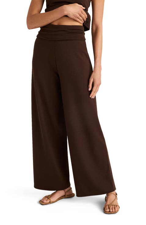 Organic Cotton Modal Foldover Wide Leg Pants