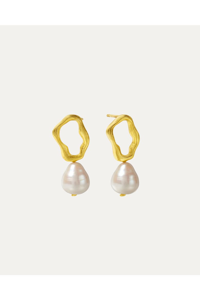 Gloria Pearl Stud Earrings, Main, color, Gold