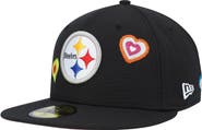 New Era Men's New Era Black Pittsburgh Steelers Chain Stitch Heart 59FIFTY Fitted Hat