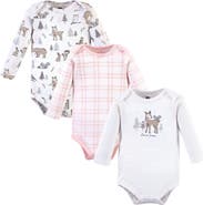 Hudson Baby Essential All-Cotton Long-Sleeve Bodysuit Triple Pack