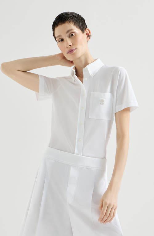 Brunello Cucinelli Short sleeve shirt in White at Nordstrom, Size Xxx-Large
