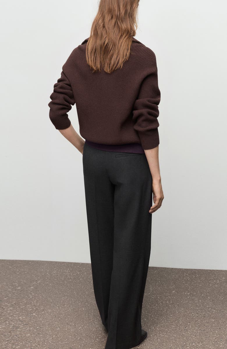 MANGO Belted Pleated Straight Leg Pants, Alternate, color, Grey