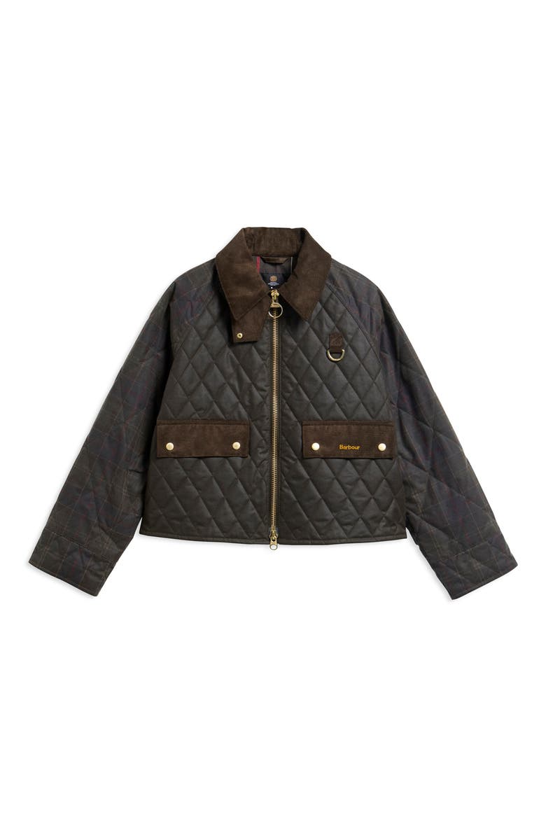 Tartan Reimagined Icon Quilted Waxed Cotton Jacket, Alternate, color, OLIVE/ CLASSIC