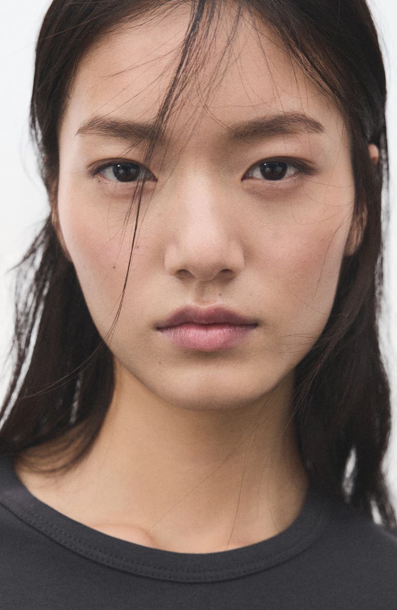 MANGO Long Sleeve Cotton T-Shirt, Alternate, color, Charcoal