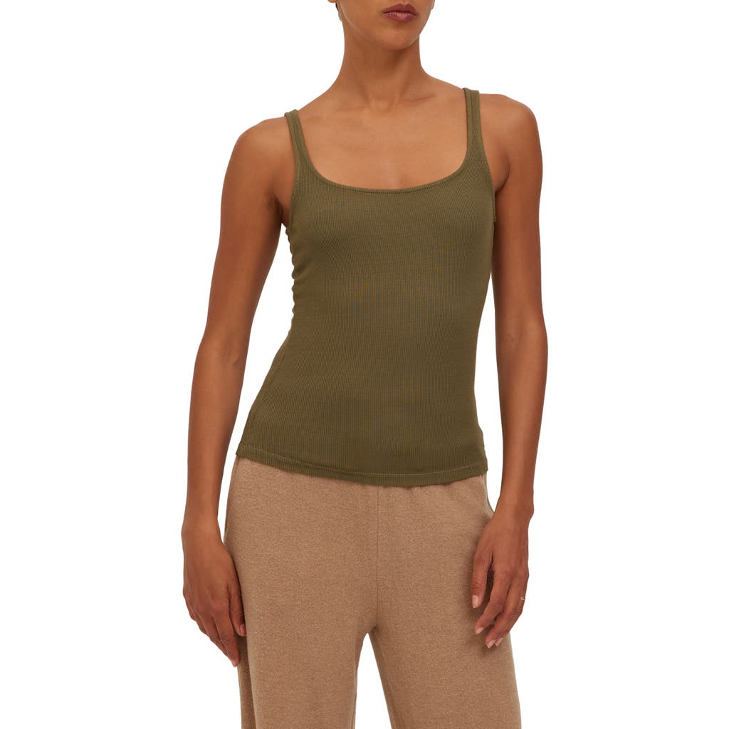 Project Social T Olsen Rib Scoop Neck Tank In Olive