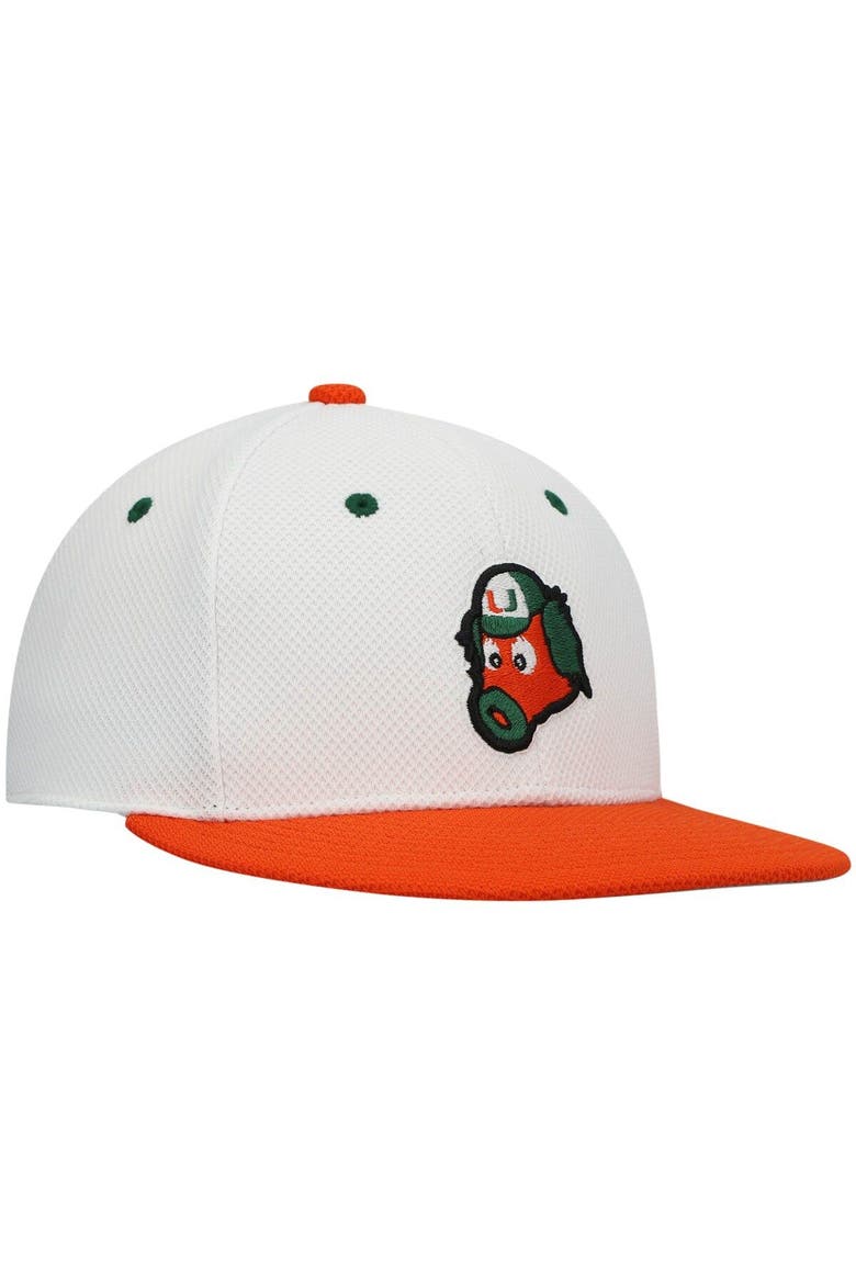 Men's adidas White Miami Hurricanes On-Field Baseball Fitted Hat, Alternate, color, White