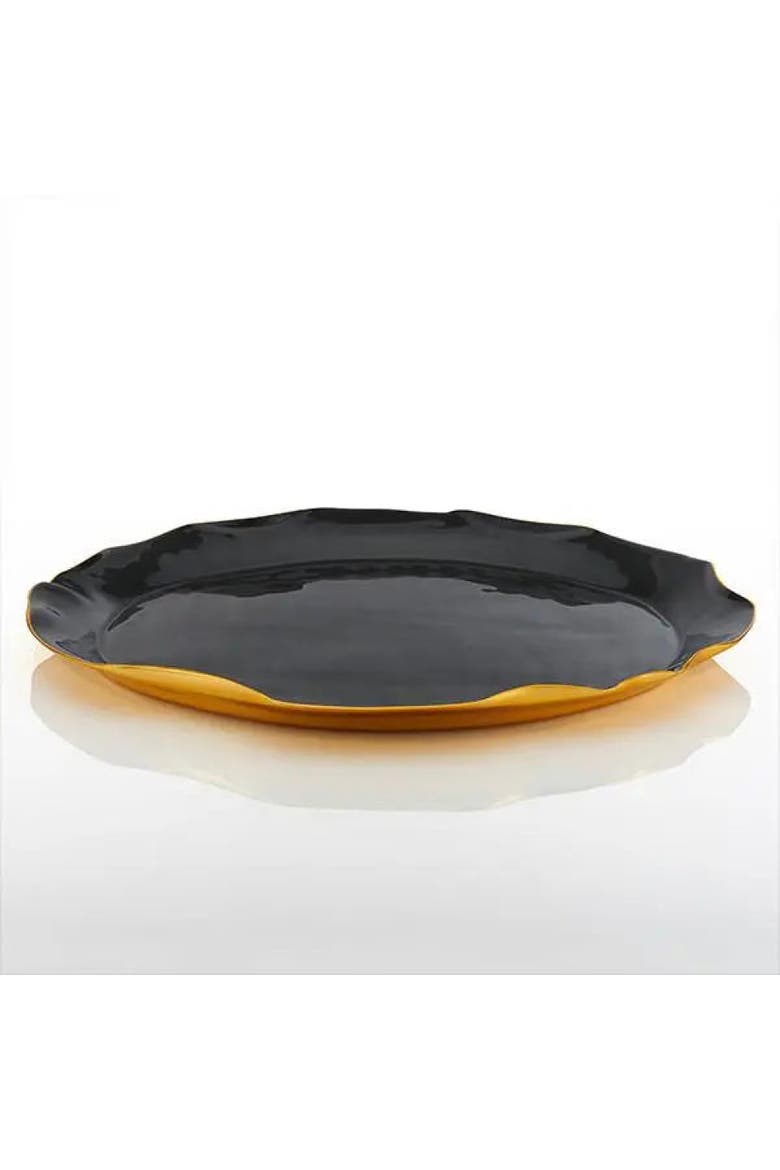 Ruffled Oval Platter, Main, color, Graphite