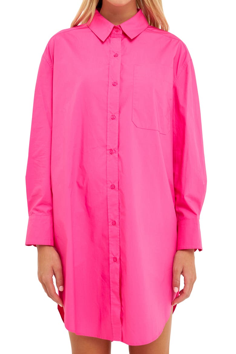 Classic Collar Shirtdress, Alternate, color, FUCHSIA
