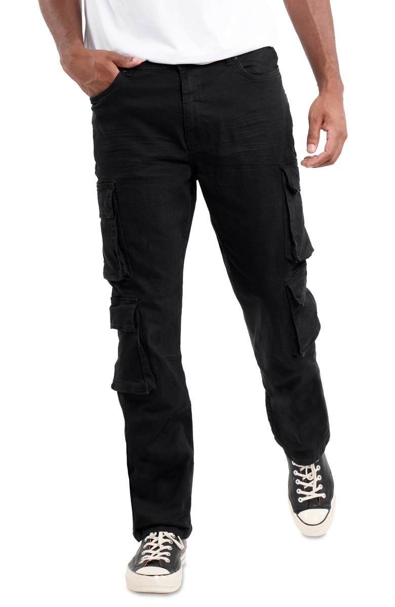 XRAY Straight Fit Cargo Jeans, Alternate, color, Jet Black